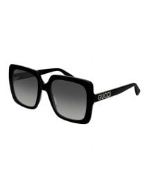 Gucci Square Acetate Sunglasses w  Swarovski Crystal Logo Temples at Neiman Marcus